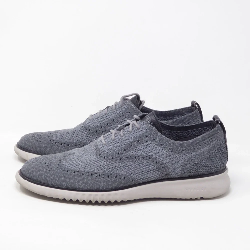 Cole Haan Mens 2.ZEROGRAND Stitchlite Oxford Gray Knit Wingtip C27565 Size 9.5